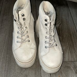 Cream platformed boots